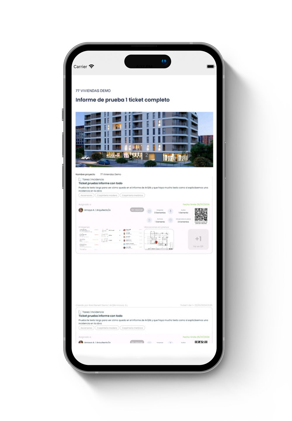Ilustración de la aplicación de Arqlik en uso